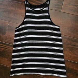 Lou & Grey Sleeveless Black White Striped Longline Sweater Tank Top Size XS